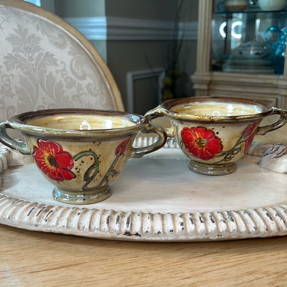 Handled Footed Dessert Bowl Fields of Provence by AMBIANCE (2)